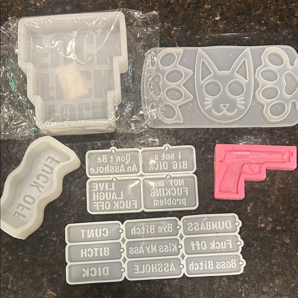 Silicone Mold Set with Cat and Gun Designs